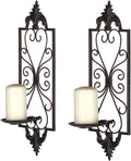 Metal Candle Sconces Wall Decor Set of 2, 16.5" H Wall Candle Holder, Bronze Z3611