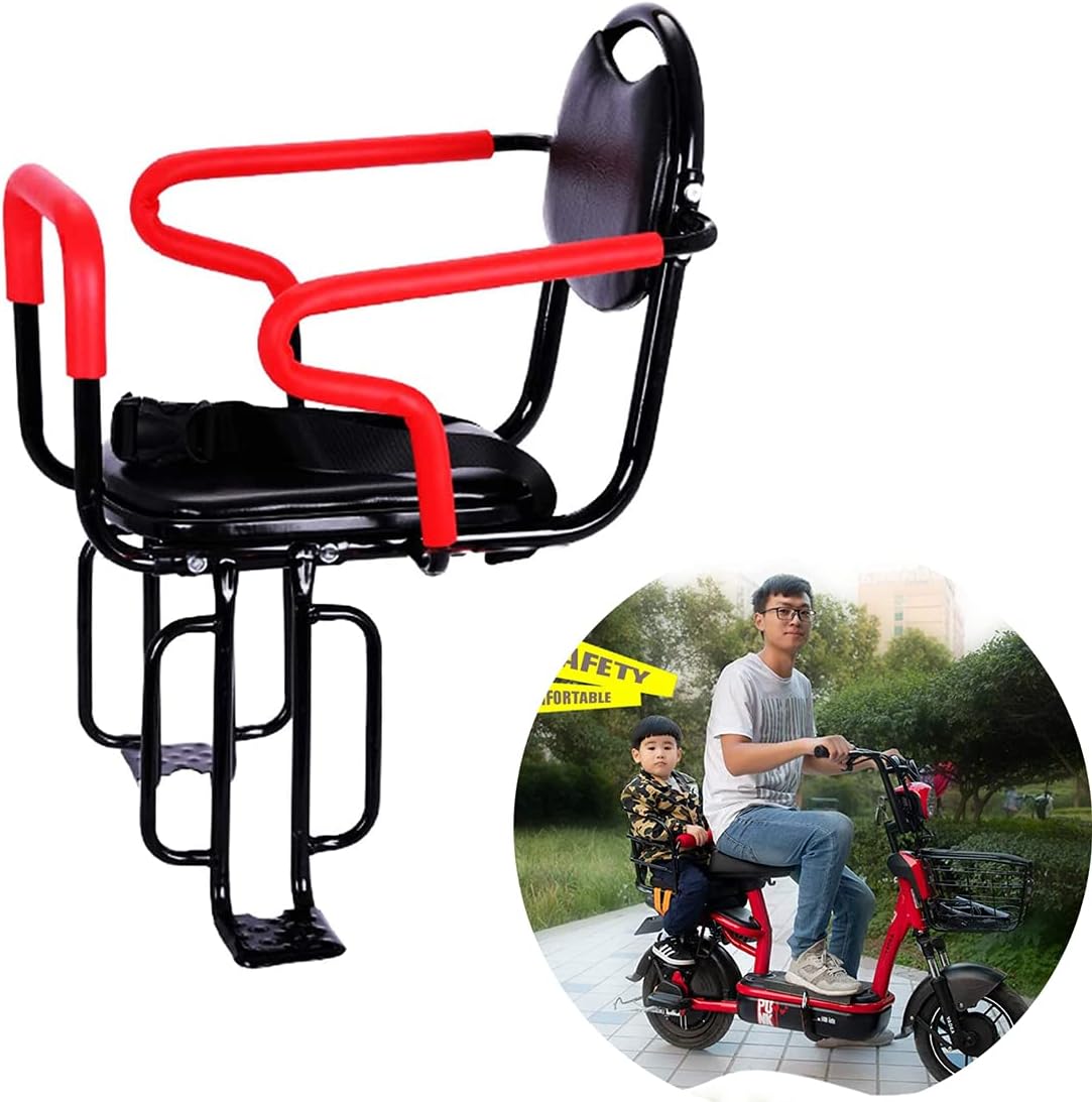 Child Bike Seat Rear Mount with Backrest Foot Pedals Armrest Detachable Fence B4347