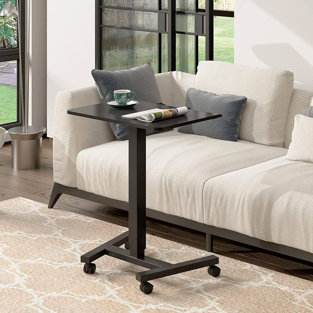 Black Adjustable Height Rolling Laptop Desk Cart U84404