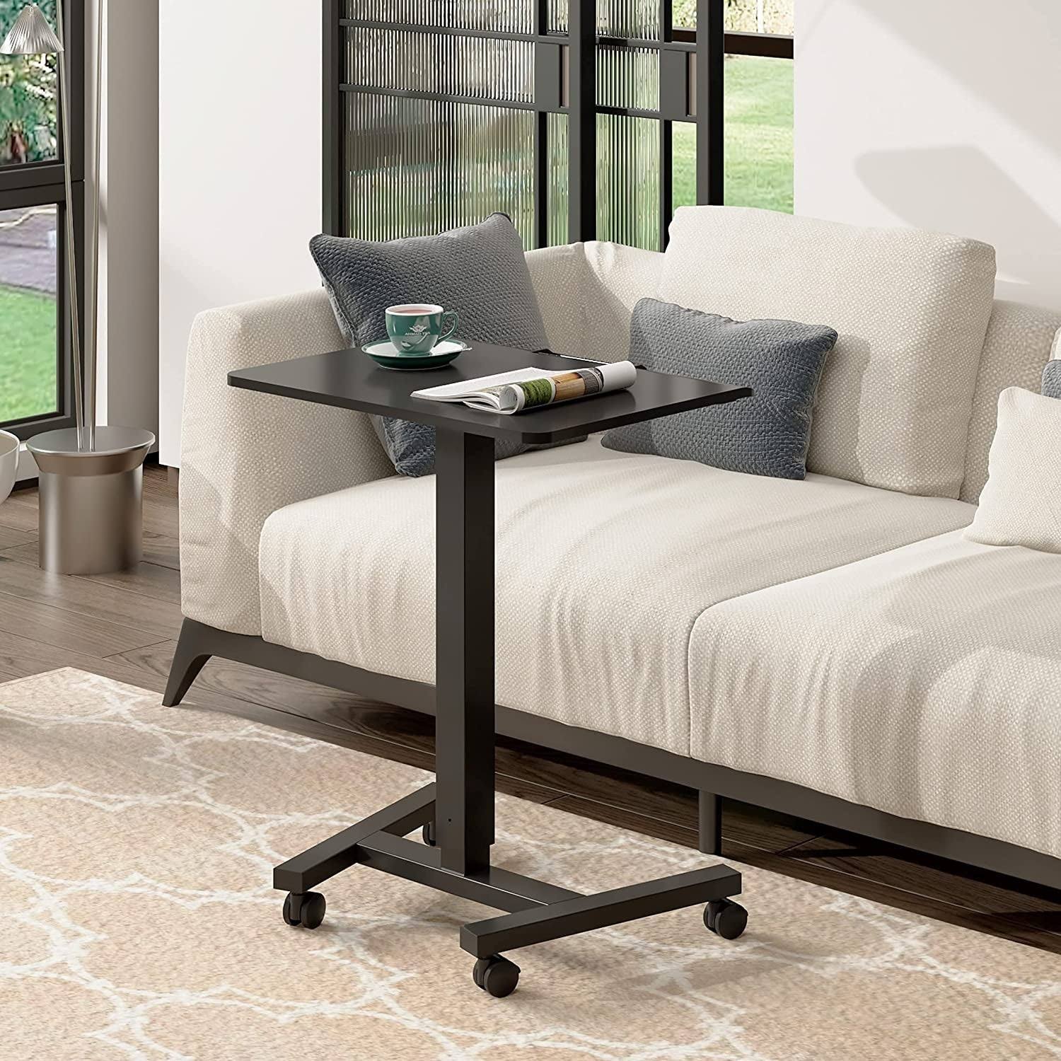 Black Adjustable Height Rolling Laptop Desk Cart U84404