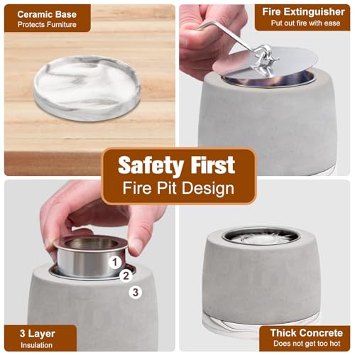 Concrete Tabletop Fire Pit Bowl with Extinguisher N37859