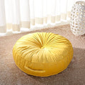 Mustard Yellow Velvet Round Floor Pillow O590160