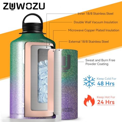 Black 128oz Stainless Steel Insulated Water Bottle with Straw O896