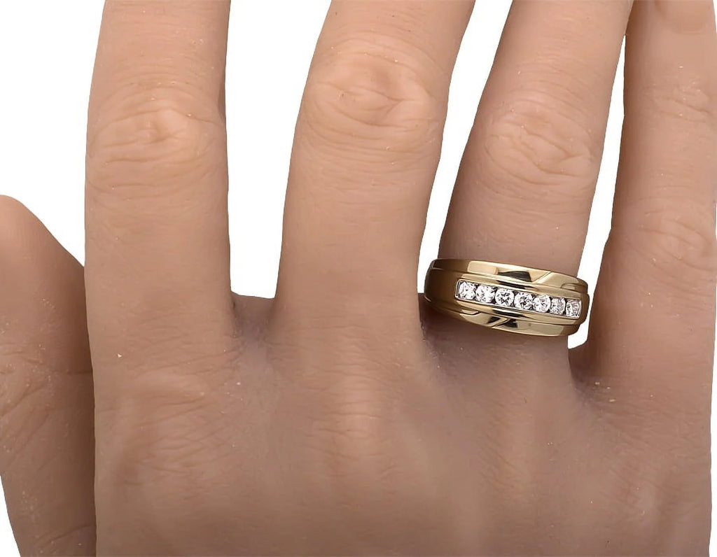 10K Yellow Gold Diamond Wedding Ring Band 0.50ct B930705