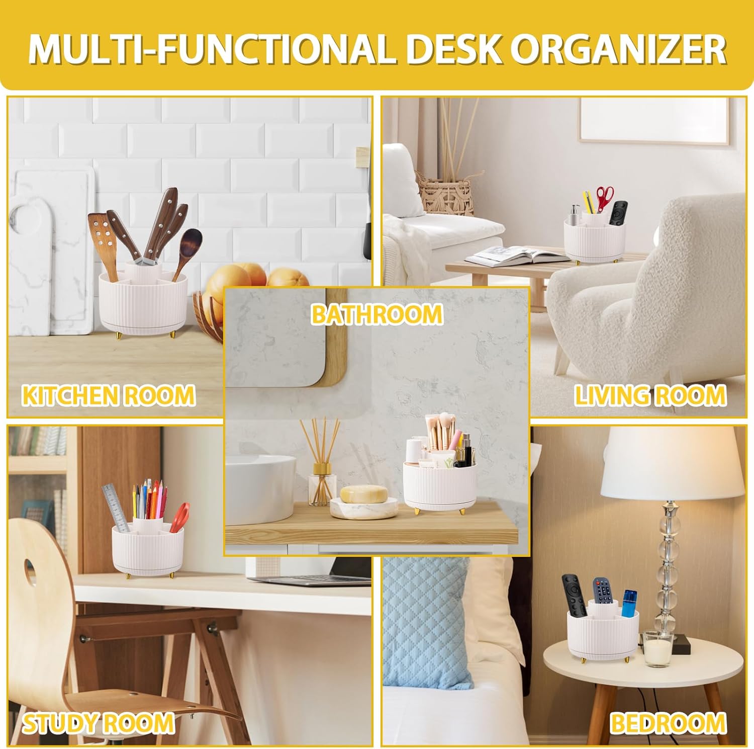 White Multi-angle Rotating Makeup Brush Holder U688