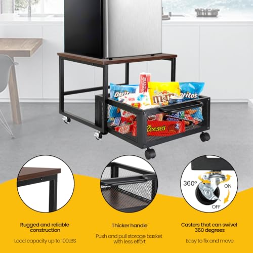 Retro Mini Fridge Stand with Wheels J885995