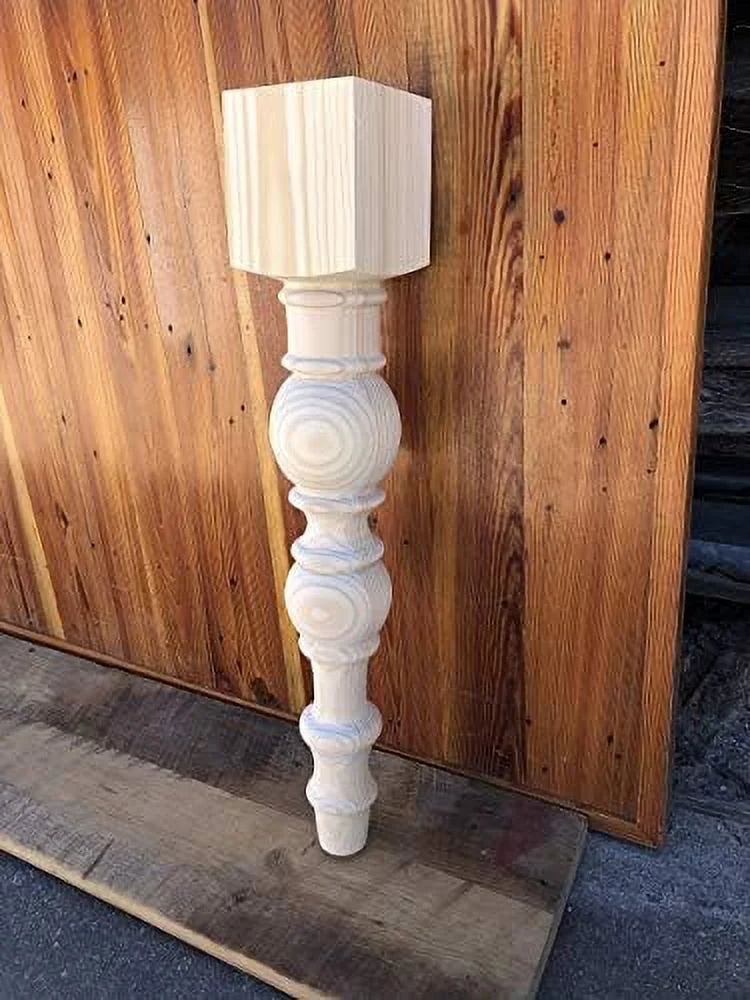 Set Of 4 Unfinished Turned Dining Table Legs T433