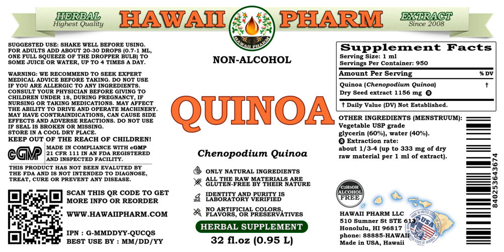 Quinoa Dry Seed Alcohol-Free Liquid Extract Glycerite 32 Fl.Oz W395