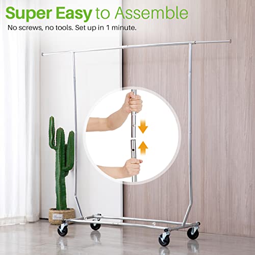 Heavy Duty Commercial Rolling Clothes Rack with Lockable Wheels G619