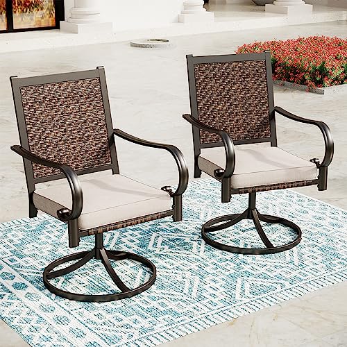 Wicker Patio Swivel Dining Chairs Set of 2 B503016