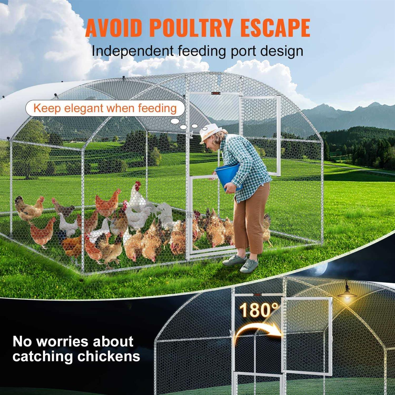 Large Metal Chicken Coop with Run Waterproof Cover L89909
