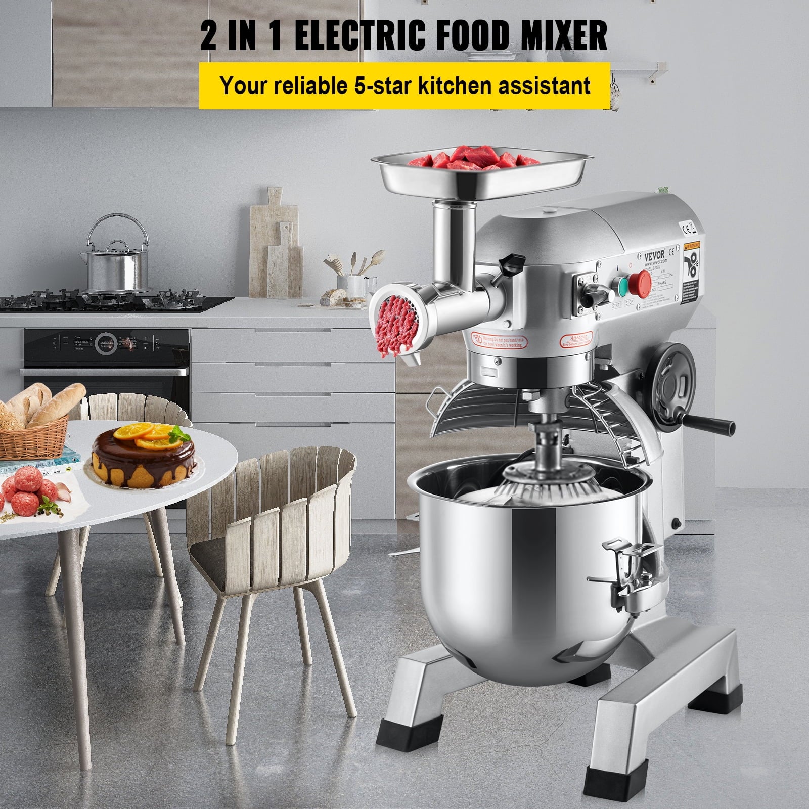 20Qt Stainless Steel Bowl Stand Mixer with Meat Grinder A981