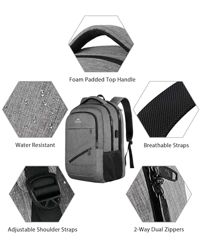 Grey 18 Inch Laptop Backpack with Luggage Strap A954006