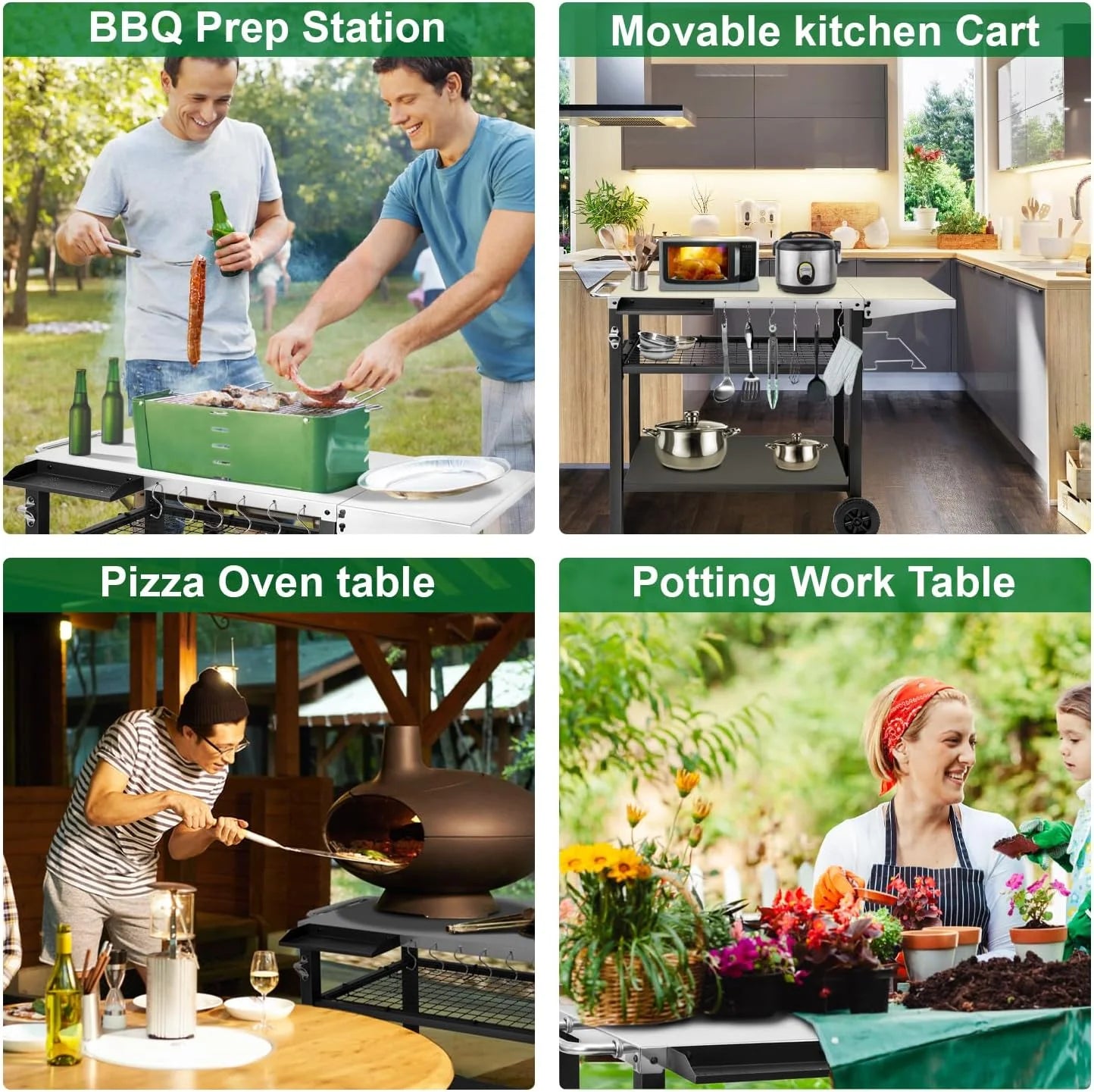Three-Shelf Stainless Steel Grill Cart Table with Wheels W20580