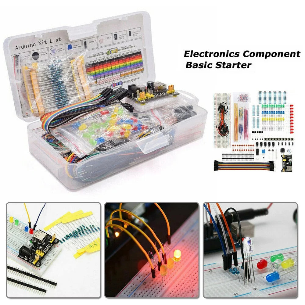 Basic Component Starter Kit with Breadboard Power Supply Jumper Wires Resistors Capacitors LED Z9824