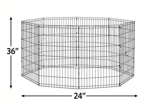 Black 24-Inch Folding Metal Dog Exercise Pen X332155