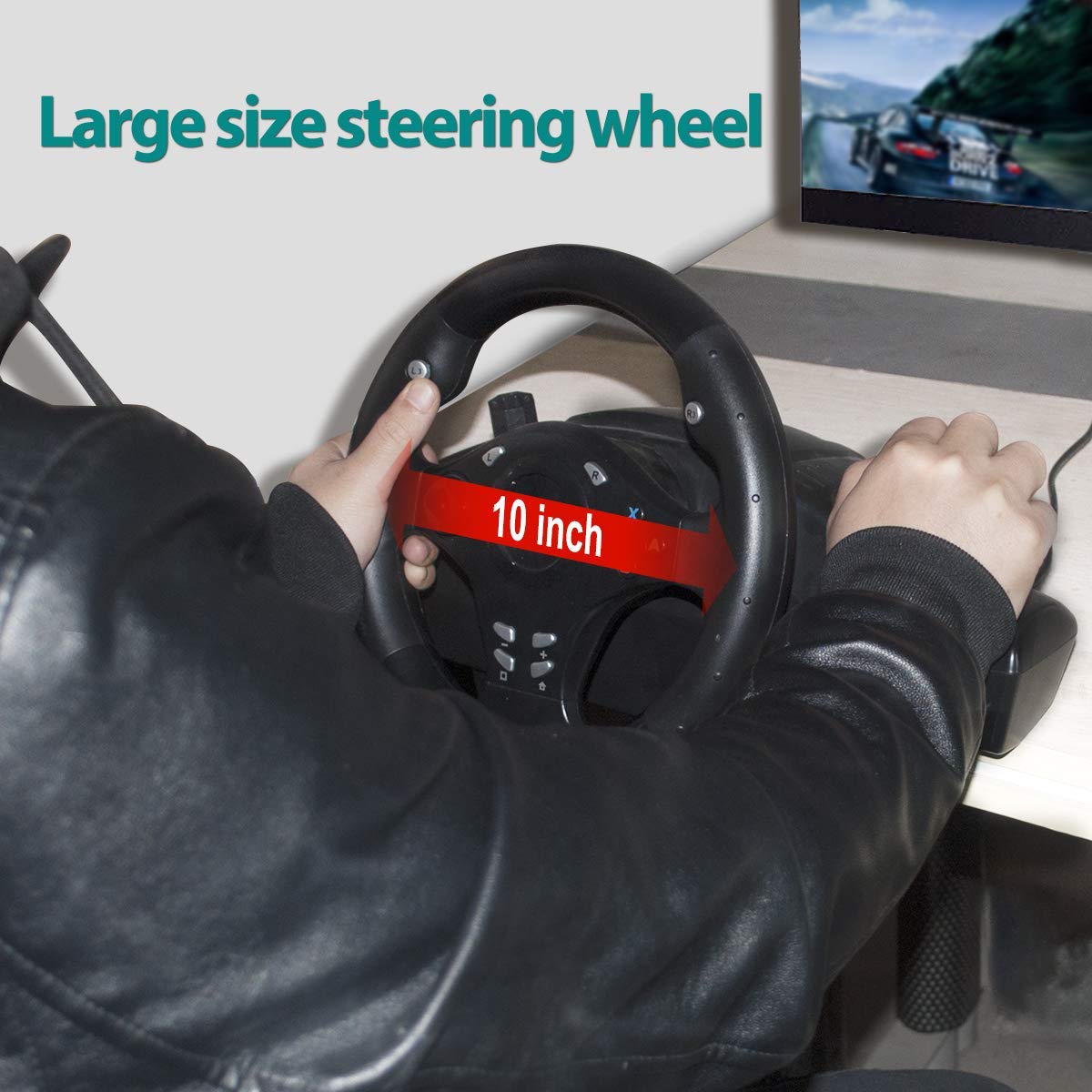 270 Degree Racing Steering Wheel with Pedals G5228
