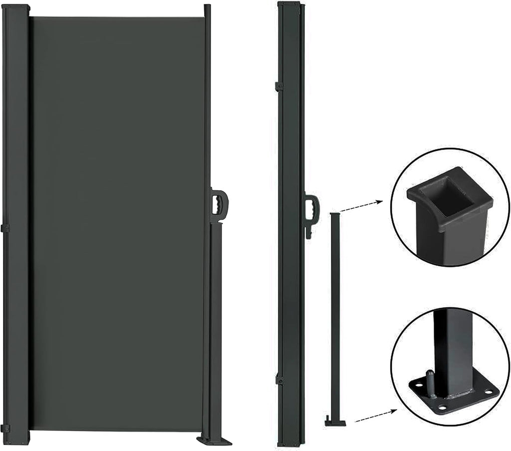 145" x 72" Retractable Side Awning, Waterproof & UV-Resistant Folding Privacy Screen Room Divider O842