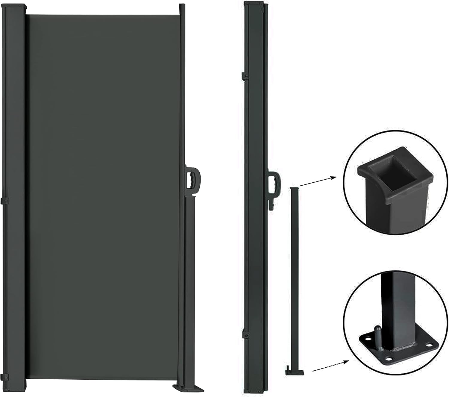 145" x 72" Retractable Side Awning, Waterproof & UV-Resistant Folding Privacy Screen Room Divider O842