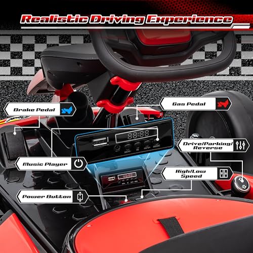 Red Electric Go Kart with EVA Tires, 400W, Max Speed 8.1 MPH C33289