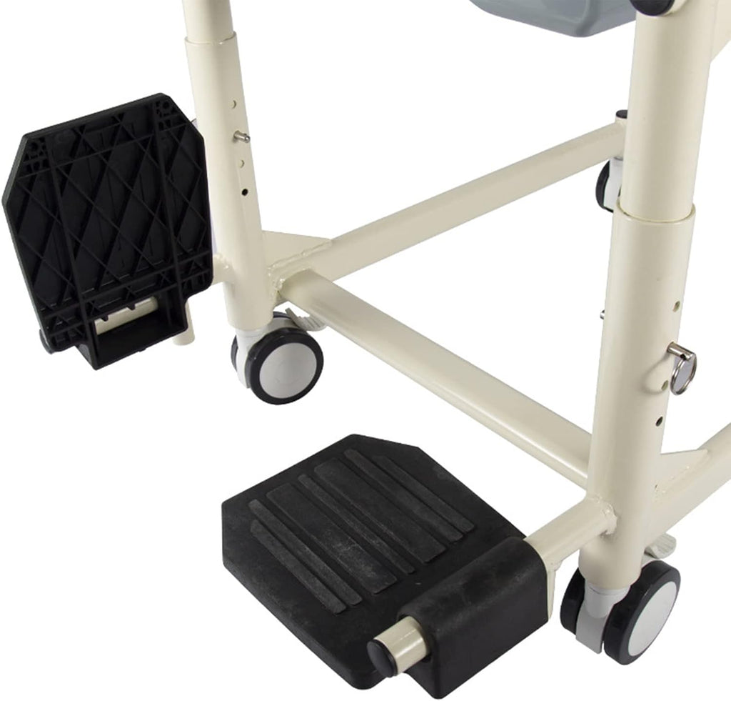 Shower Commode Wheelchair with Lockable Wheels, Drop Arms and Removable Pail, Adjustable Height J4416