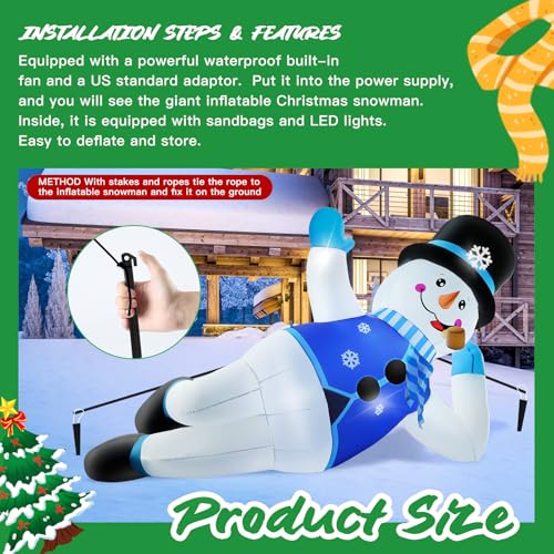 10FT Christmas Inflatables Snowman Outdoor Decorations with LED Lights J2926