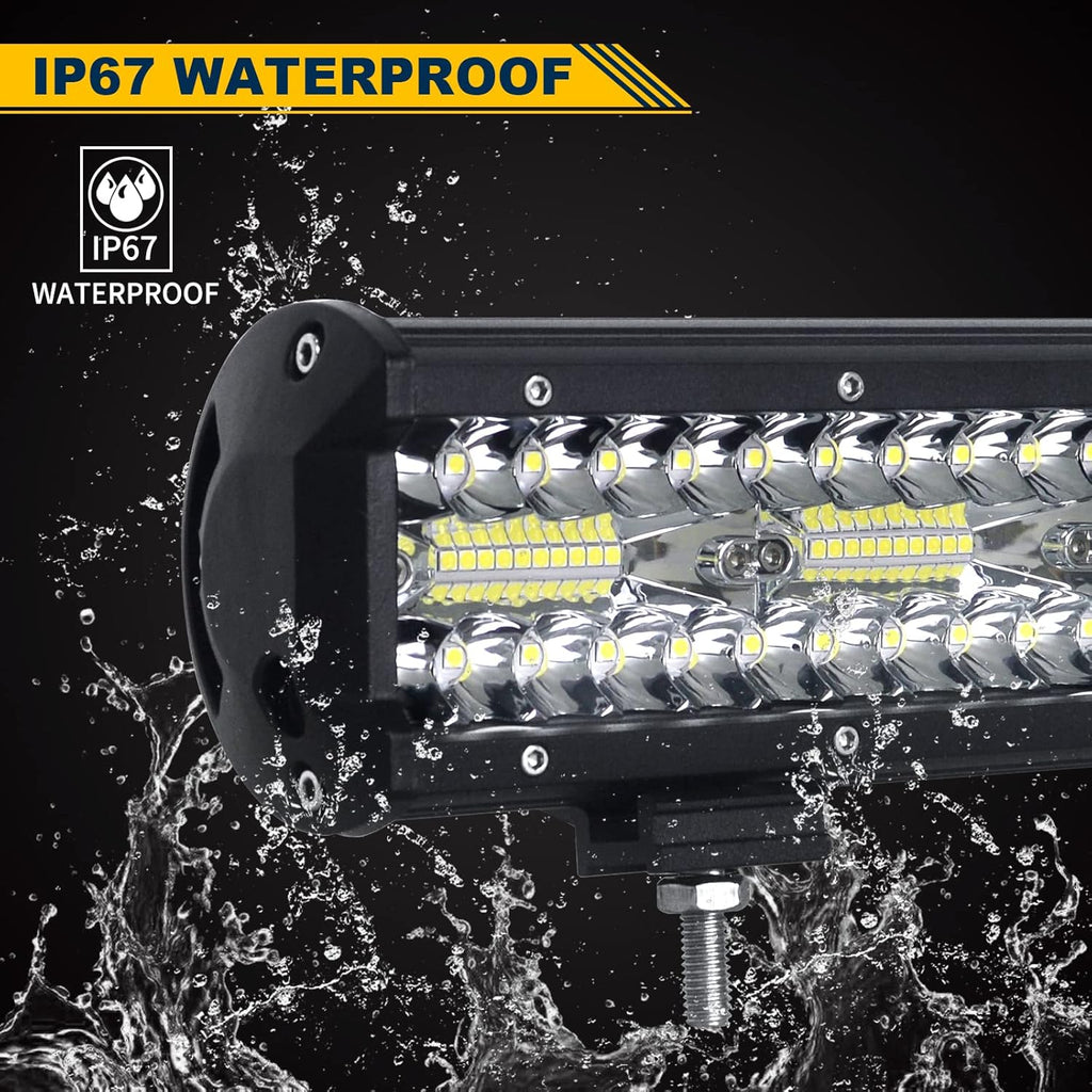 20 inch 420W LED Light Bar Spot Flood Combo Triple Row Driving Light Off Road Lights LED Pods Cubes with Wiring Harness Kit for 4X4 4WD Car ATV UTV SUV Truck Tractor Trailer 12V 24V DC L881