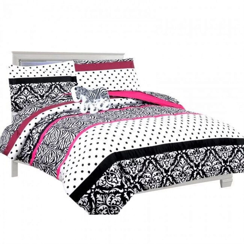6 Piece Twin Pink Comforter and Sheet Set T9594