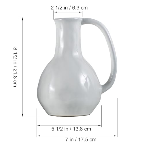 White Ceramic Vase with Double Handle F24709