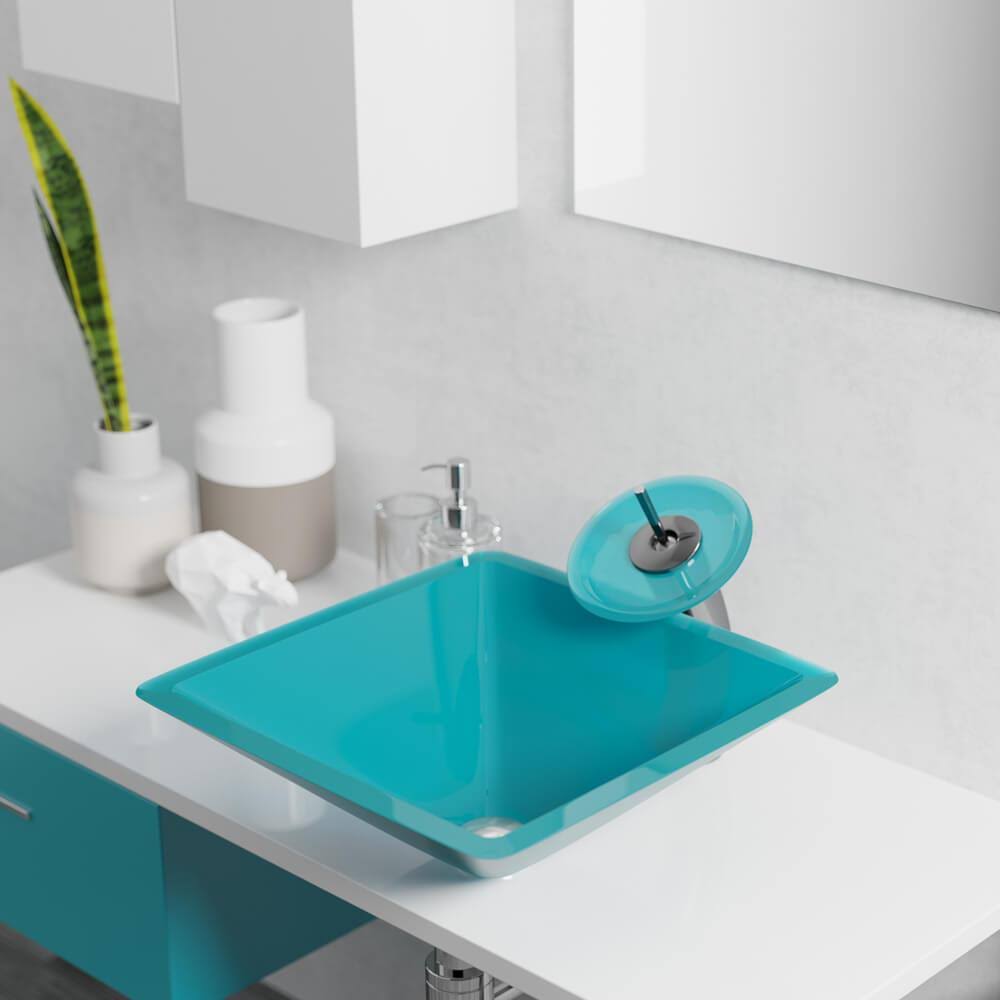 16-1/2x22 Glass Vessel Bathroom Sink with Vessel Faucet G135923
