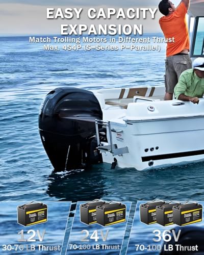 12V 100Ah LiFePO4 Lithium Battery with 100A BMS, 1280Wh Energy Storage, Iron Phosphate 15000 Deep Cycles Marine Battery H340