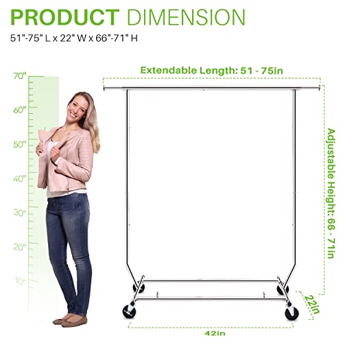 Heavy Duty Commercial Rolling Clothes Rack with Lockable Wheels G619