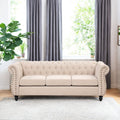 Beige Plush Upholstered Sofa with Solid Wood Legs V241715