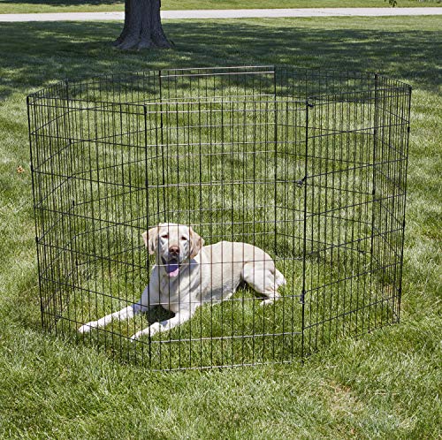 Black 24-Inch Folding Metal Dog Exercise Pen X332155