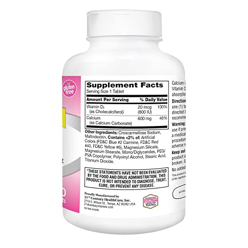 Calcium Plus D Supplement Tablet, 600 mg, 400 Count B225300