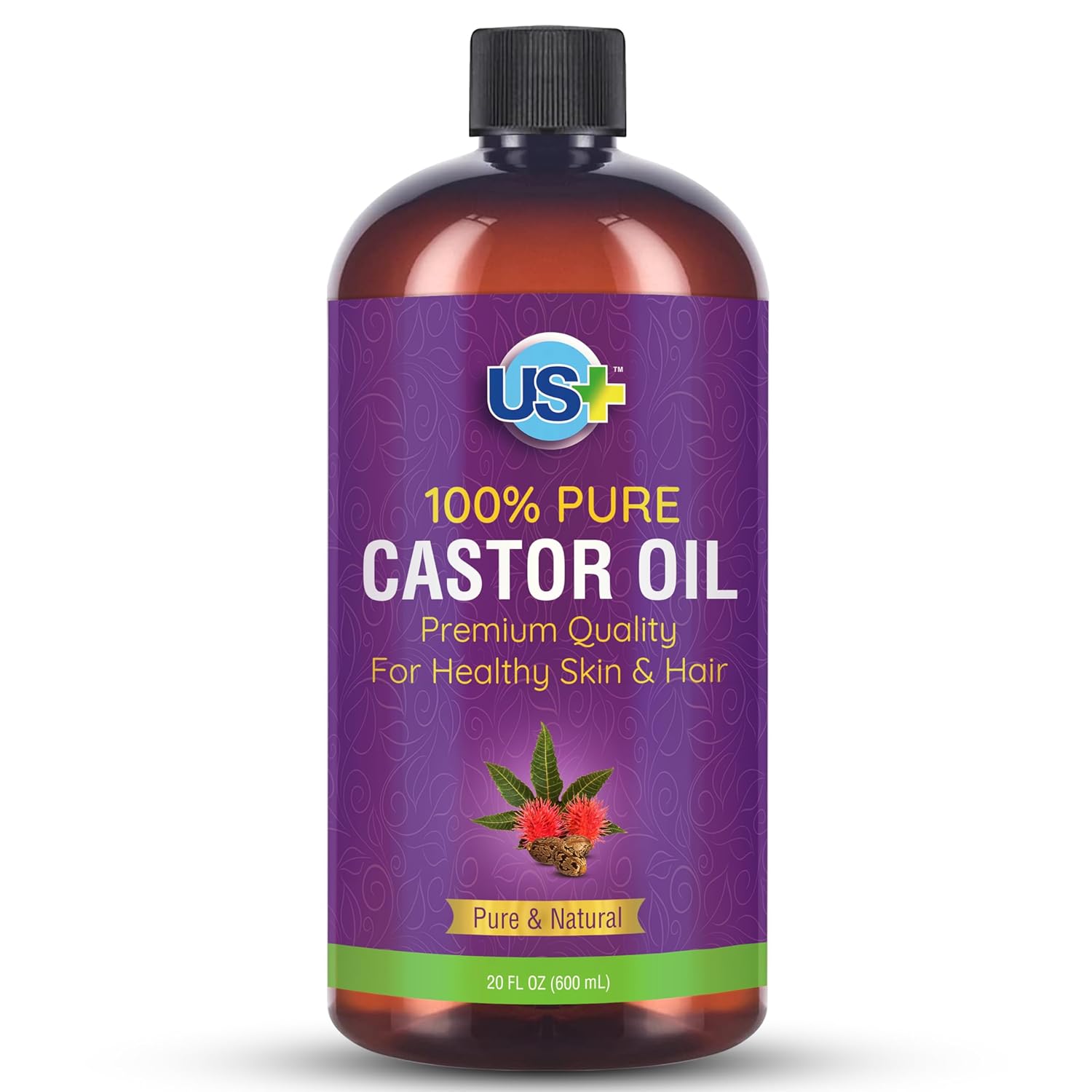 20oz 100% Pure Castor Oil, Cold-pressed, Unrefined, Hexane-free, BPA Free Plastic Bottle X6680