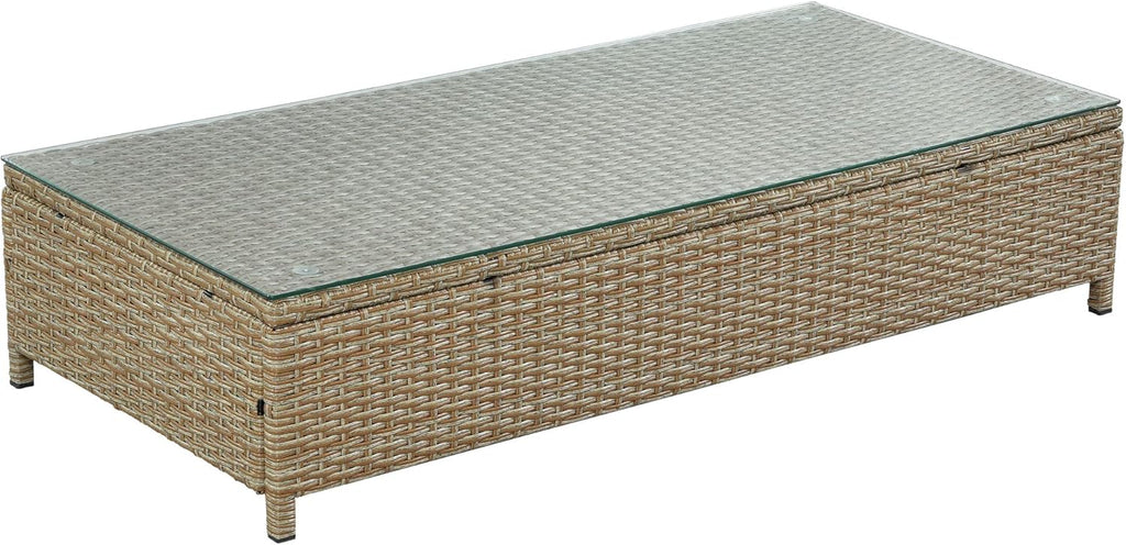 3-Piece PE Rattan Wicker Sectional Sofa Set with Tempered Glass Table H74050