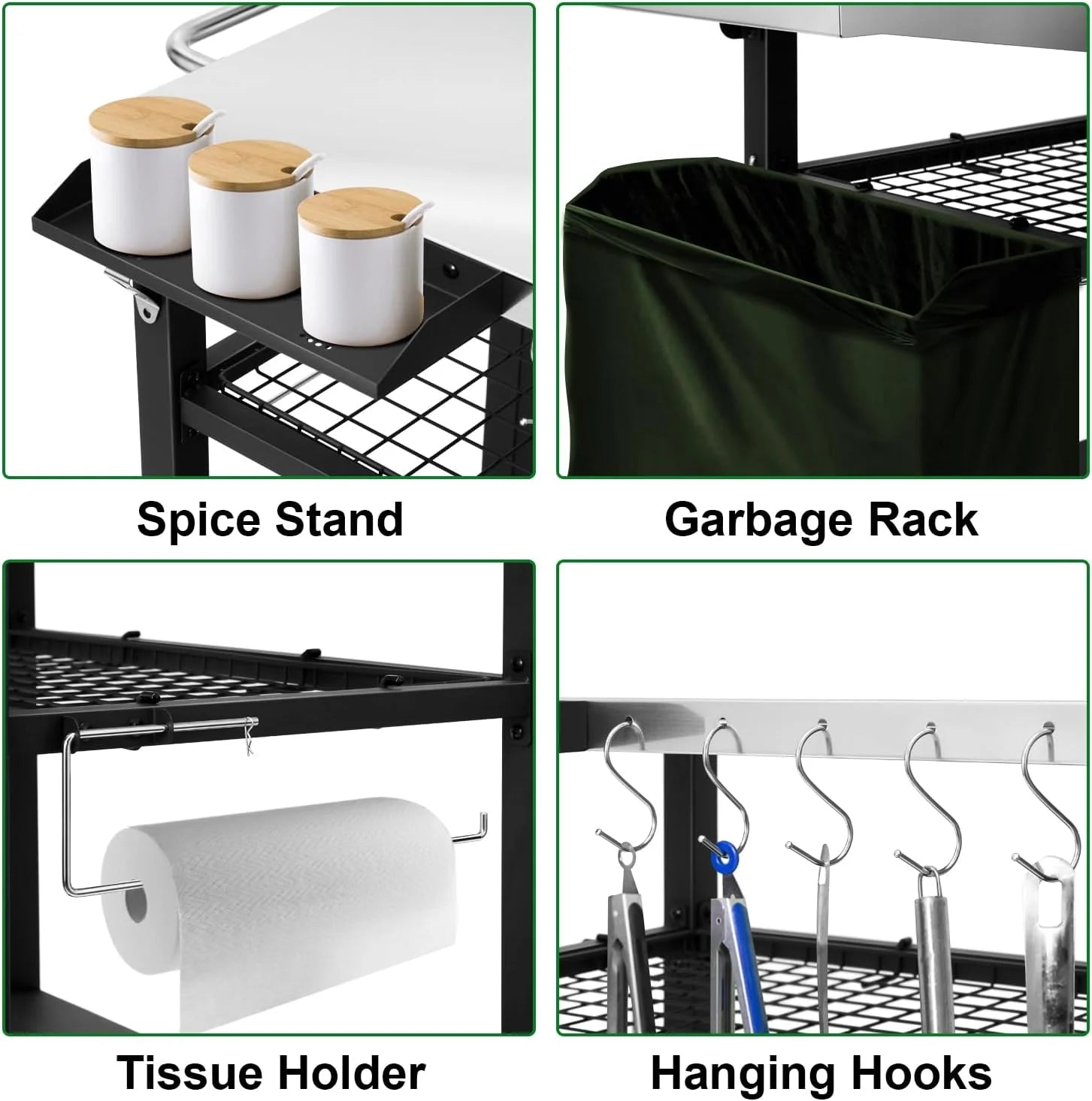 Three-Shelf Stainless Steel Grill Cart Table with Wheels W20580