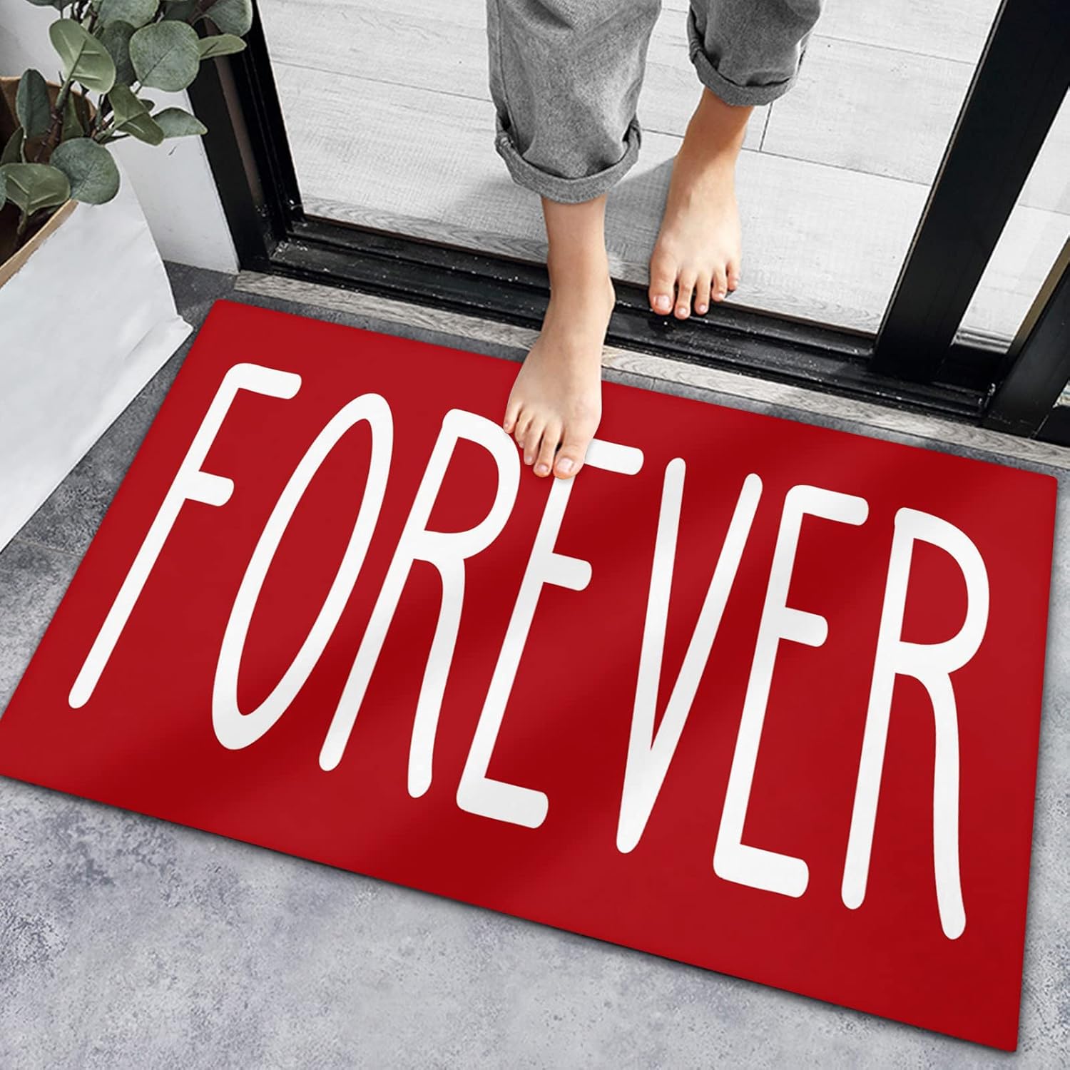 White Quote on Red Non Slip Door Mat V276806