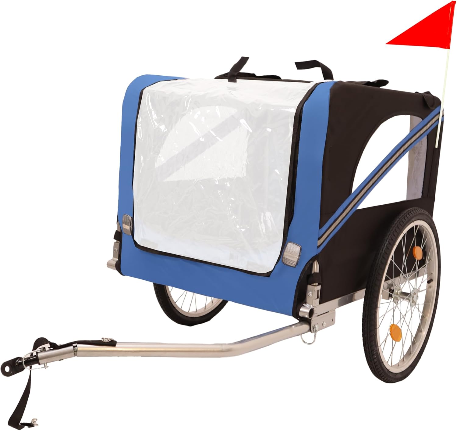 Blue Heavy Duty Foldable Dog Bike Trailer Pet Carrier B30519