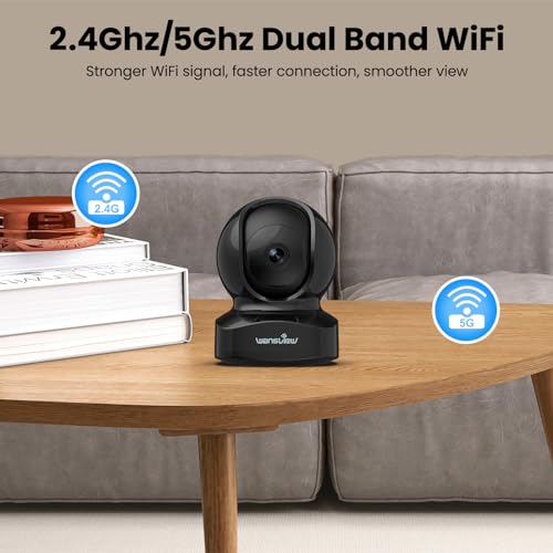 Security Camera Indoor, 360 Degree WiFi, 2 Way Audio Night Vision, Black, 3MP M12175