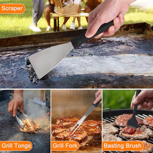 24Pcs Grilling Accessories Set with Scraper, Enlarged Spatulas, Basting Cover R947522