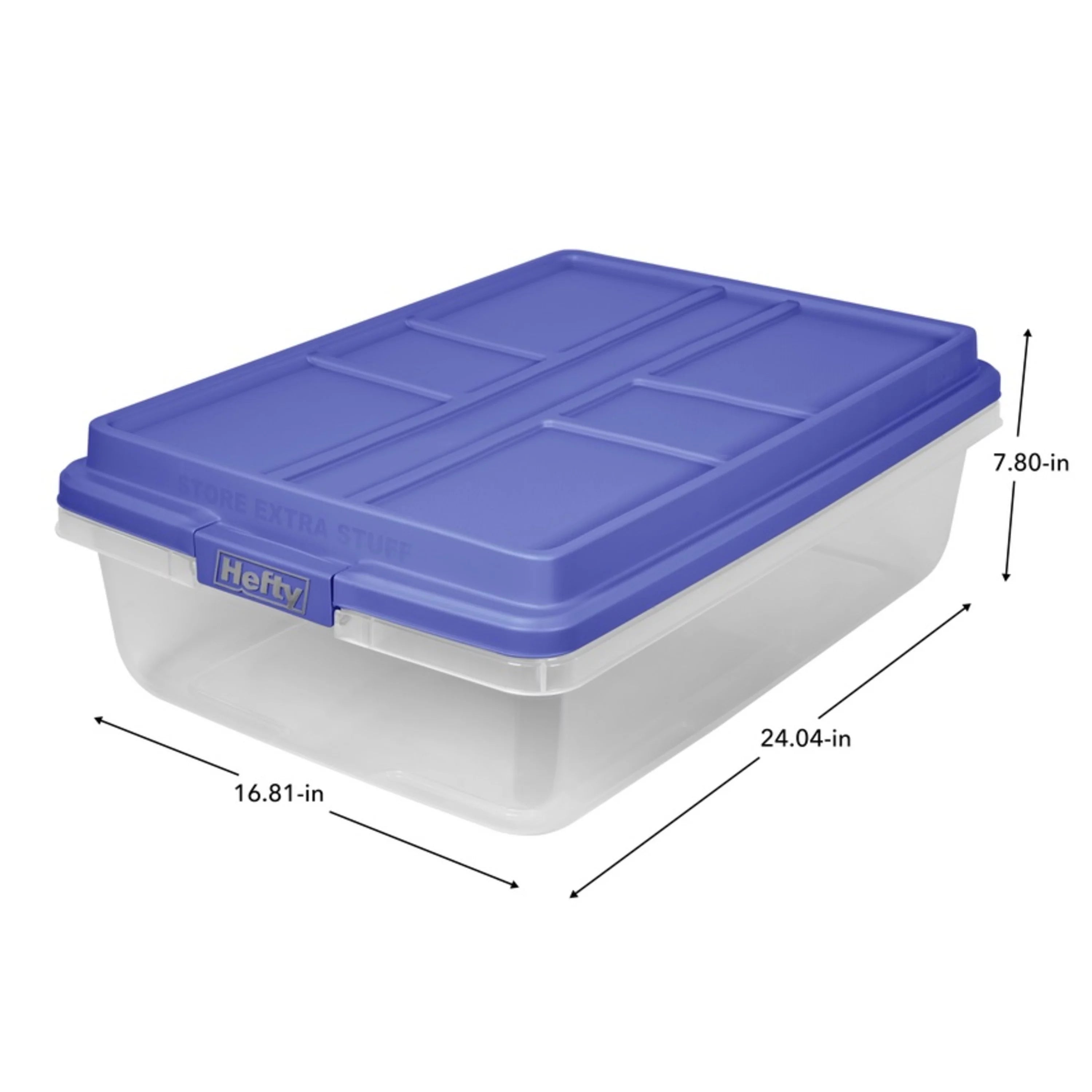 40 Qt Clear Plastic Storage Bin with Blue Lid, 6 Pack L637