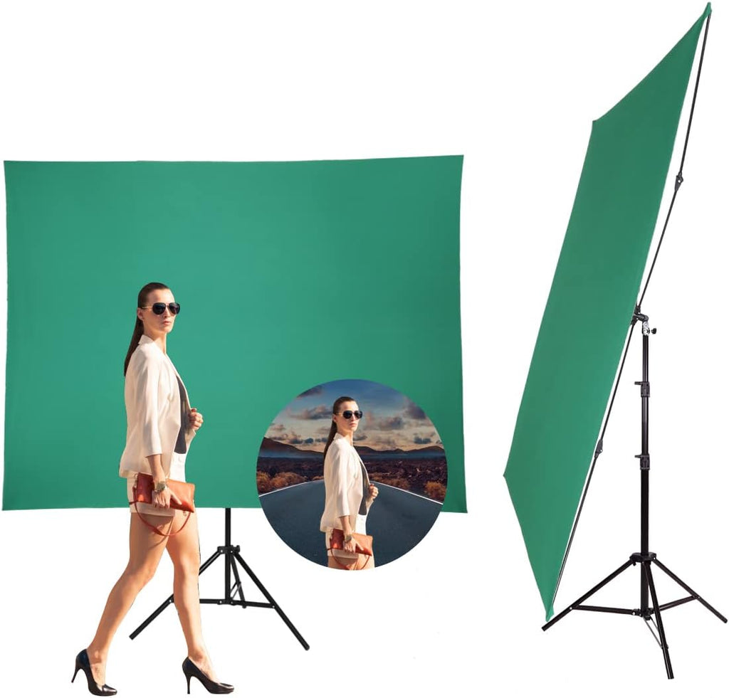 5x6.5ft Chromakey Green Screen Backdrop with Stand, Pack of 2 Q780378