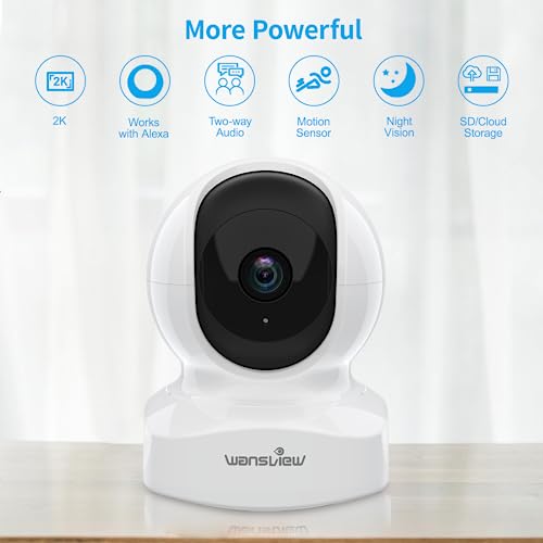 Security Camera Indoor, 360 Degree WiFi, 2 Way Audio Night Vision, Black, 3MP M12175