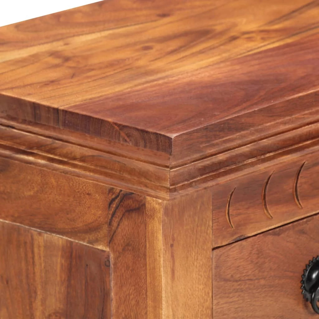 Wooden Sideboard with 2 Doors and 4 Storage Drawers Acacia Wood Sofa End Side Table 24.4 x 11.8 x 29.5 Inches M195