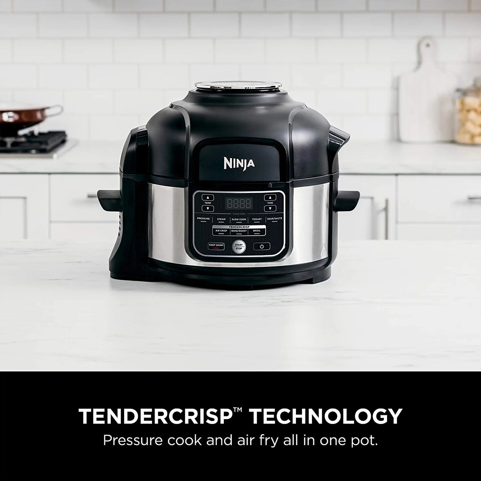 9 in 1 Pressure Cooker and Air Fryer with Nesting Rack, Silver Y13916
