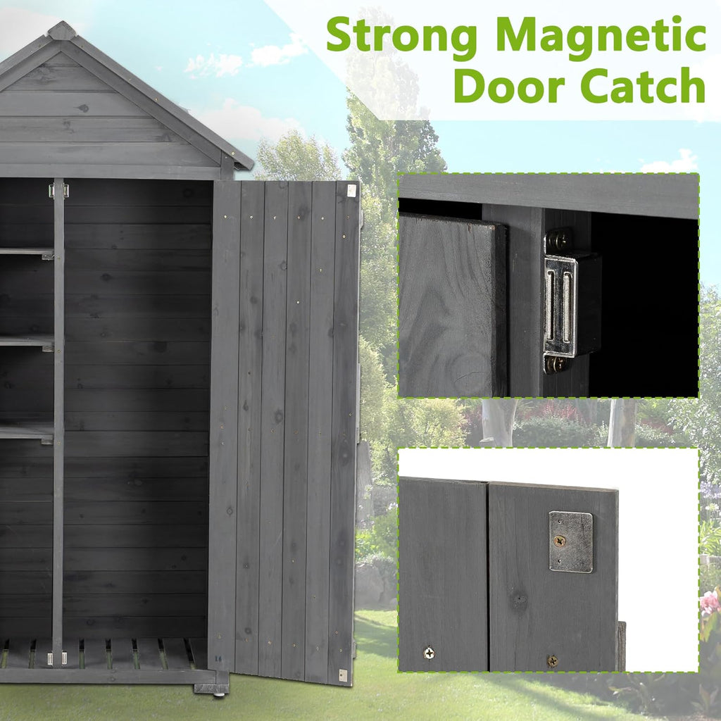 Outdoor Wooden Storage Shed with Lockable Door S37995