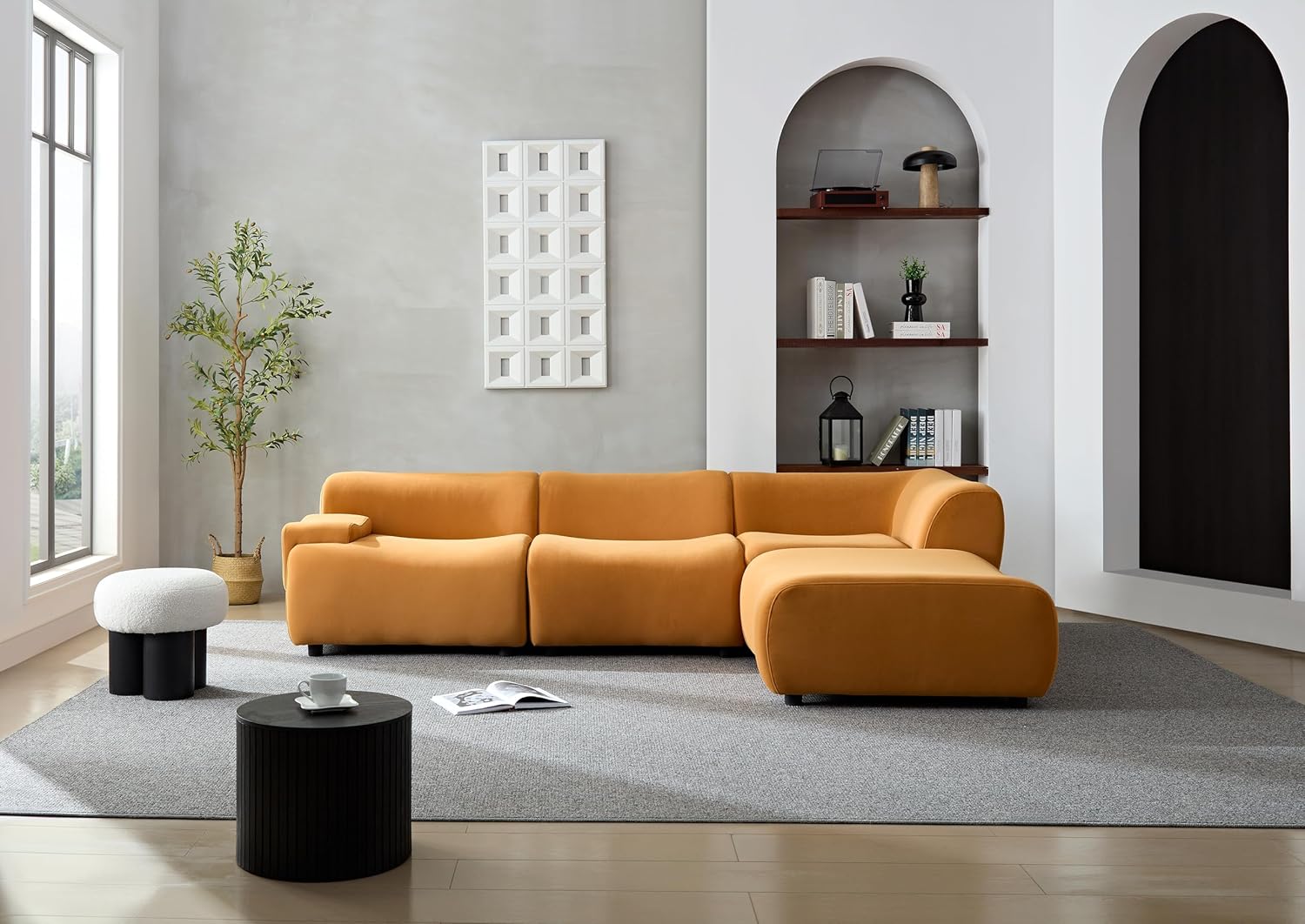 105.9'' Curved Sectional Sofa (Orange) A504271