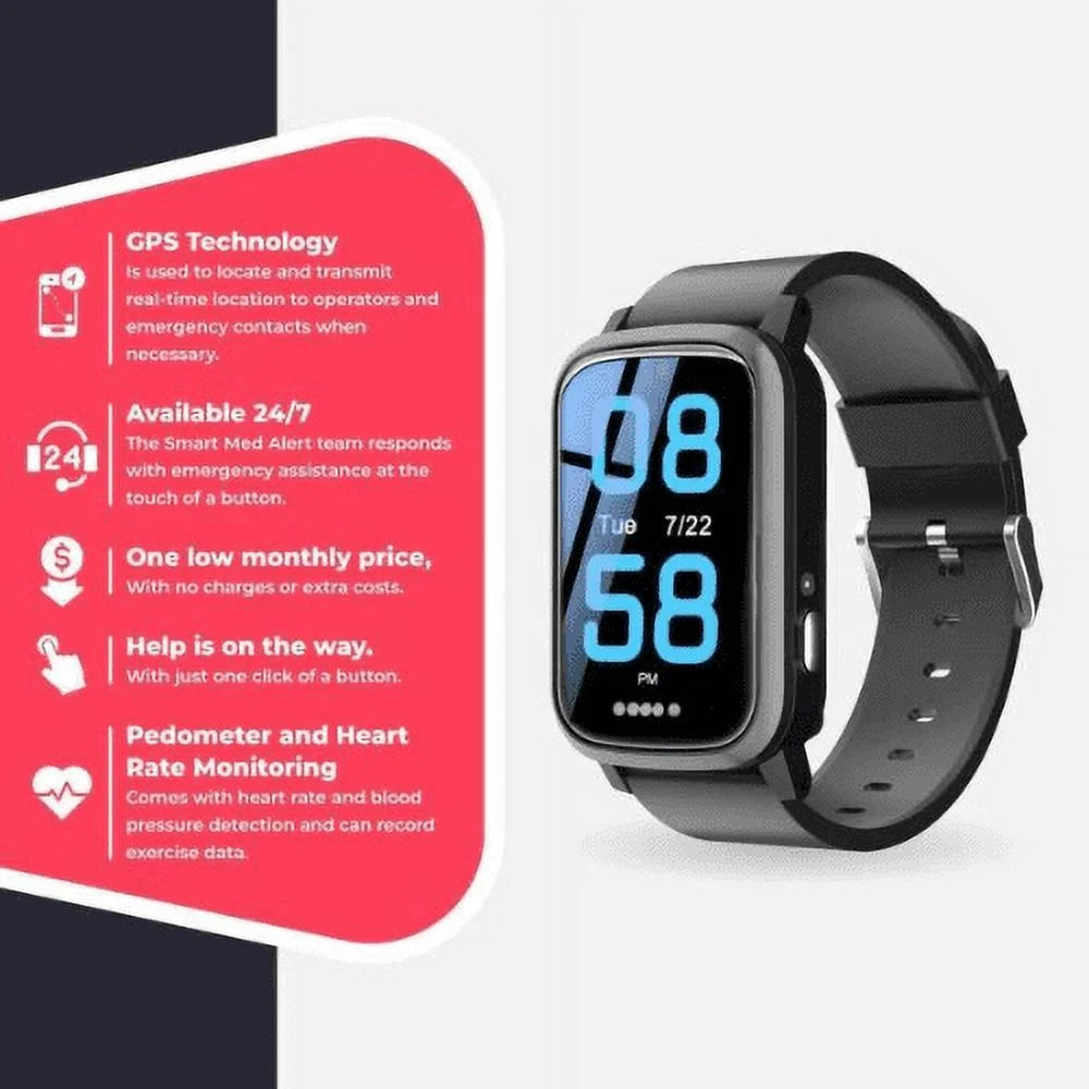 Medical Alert 4G Cellular Rectangular Smart Watch F663292